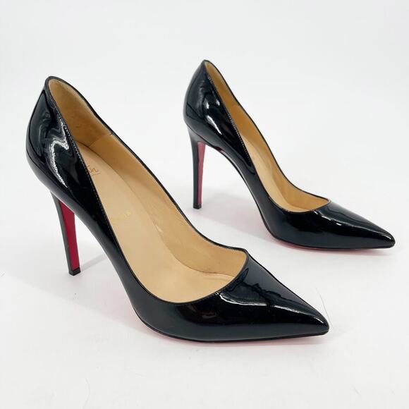 Christian Louboutin Pigalle Black Patent Leather Pointed Toe Heels Pumps EU 41 - Picture 2 of 12